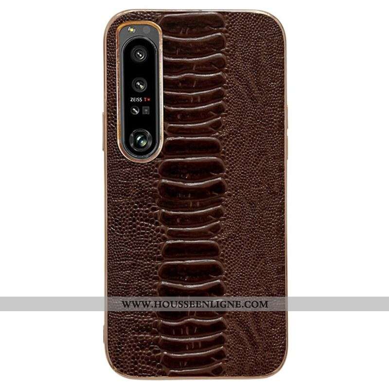 Coque Sony Xperia 5 IV Cuir Véritable Style Crocodile