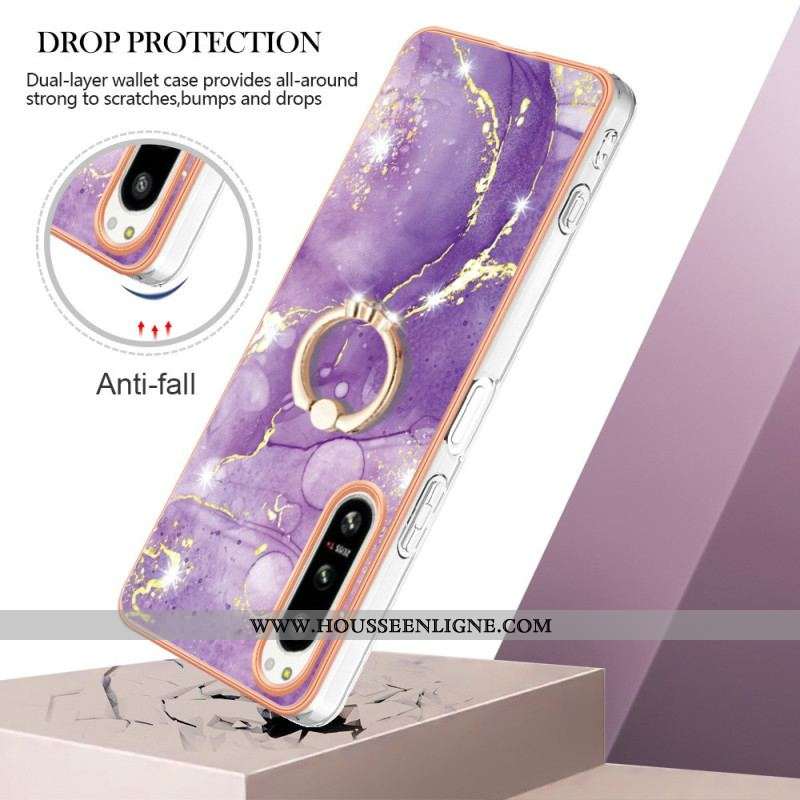 Coque Sony Xperia 5 IV Marbre avec Anneau-Support