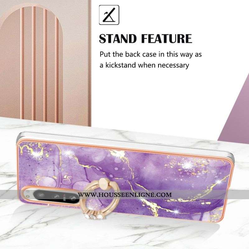 Coque Sony Xperia 5 IV Marbre avec Anneau-Support
