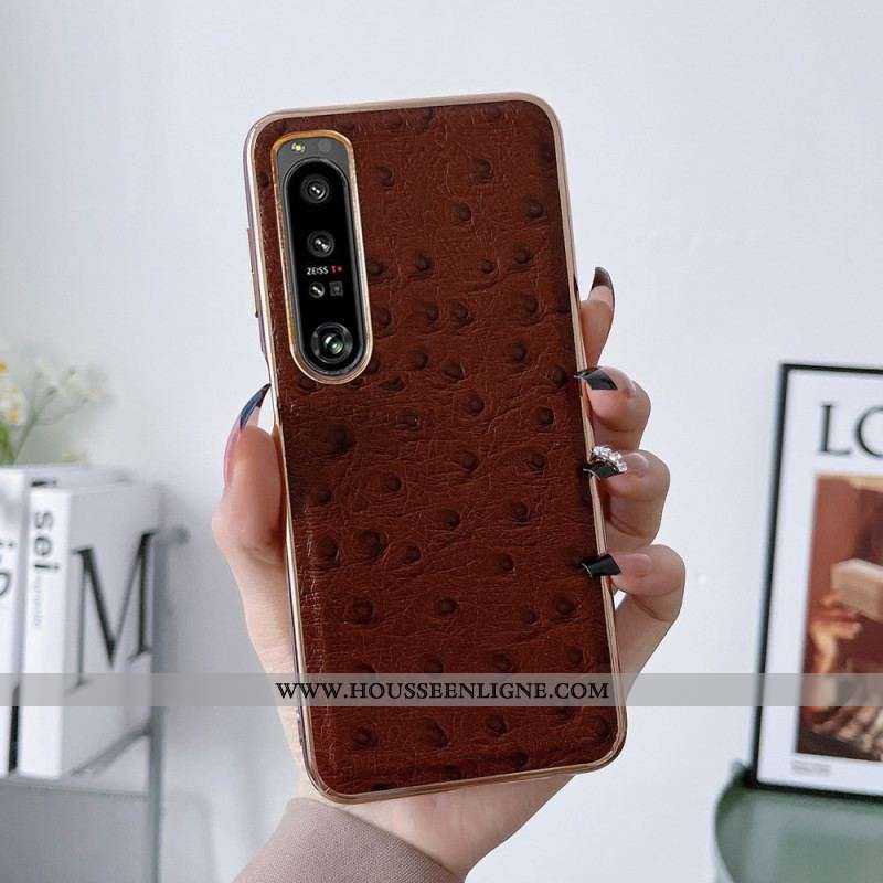 Coque Sony Xperia 5 IV Véritable Cuir Style Autruche
