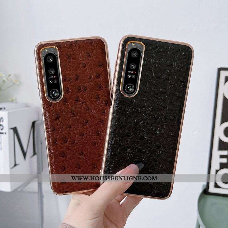 Coque Sony Xperia 5 IV Véritable Cuir Style Autruche