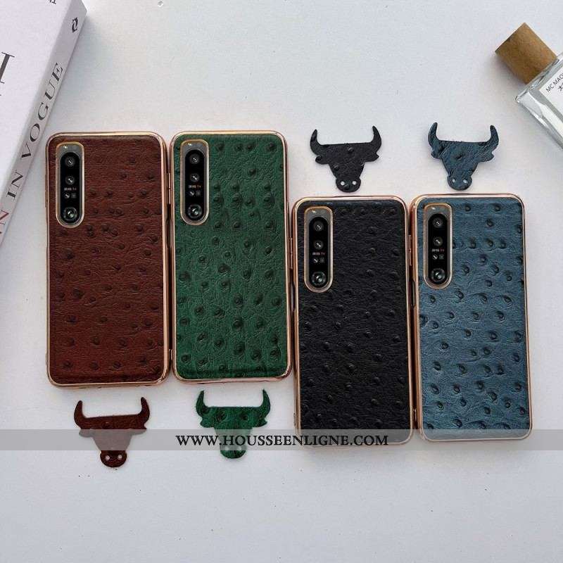 Coque Sony Xperia 5 IV Véritable Cuir Style Autruche