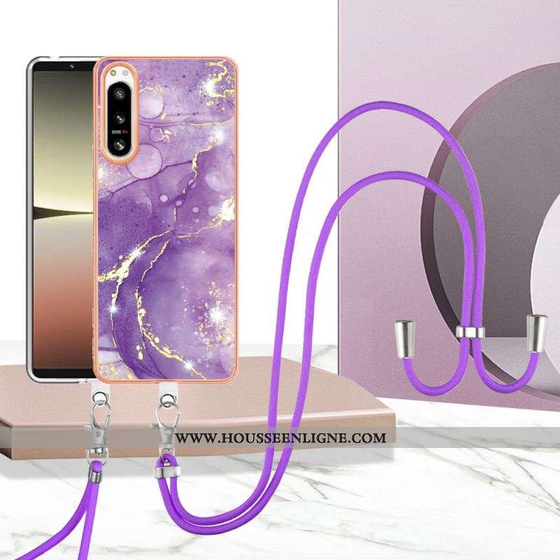 Coque Sony Xperia 5 IV à Cordon Marbre