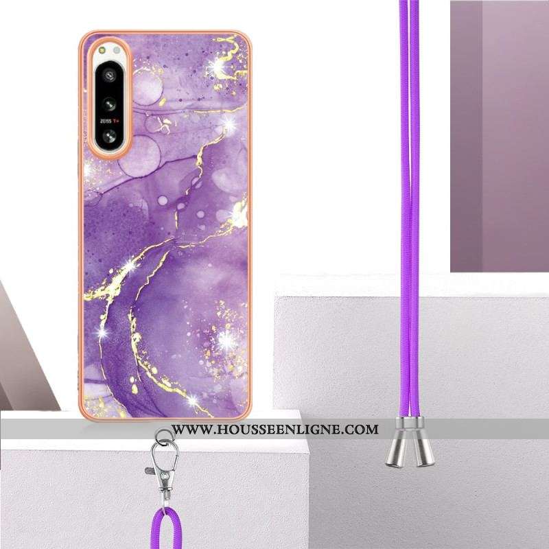 Coque Sony Xperia 5 IV à Cordon Marbre