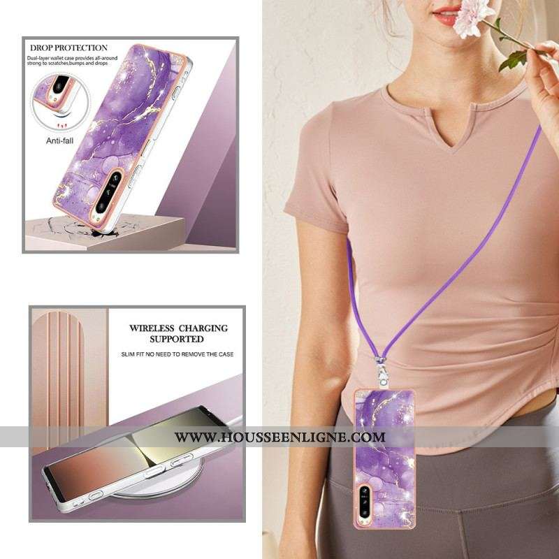 Coque Sony Xperia 5 IV à Cordon Marbre