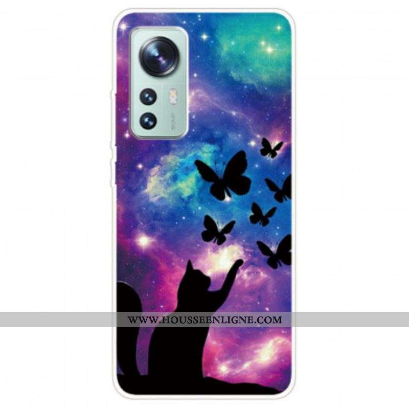 Coque  Xiaomi 12 / 12X  Chat et Papillons dans l'Espace