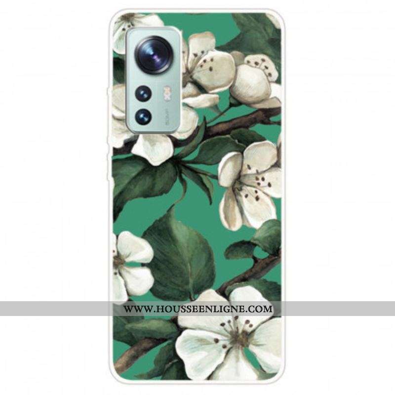 Coque  Xiaomi 12 / 12X  Silicone Fleurs Blanches