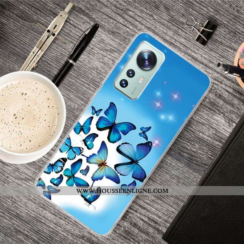 Coque  Xiaomi 12 / 12X  Silicone Papillons Bleus