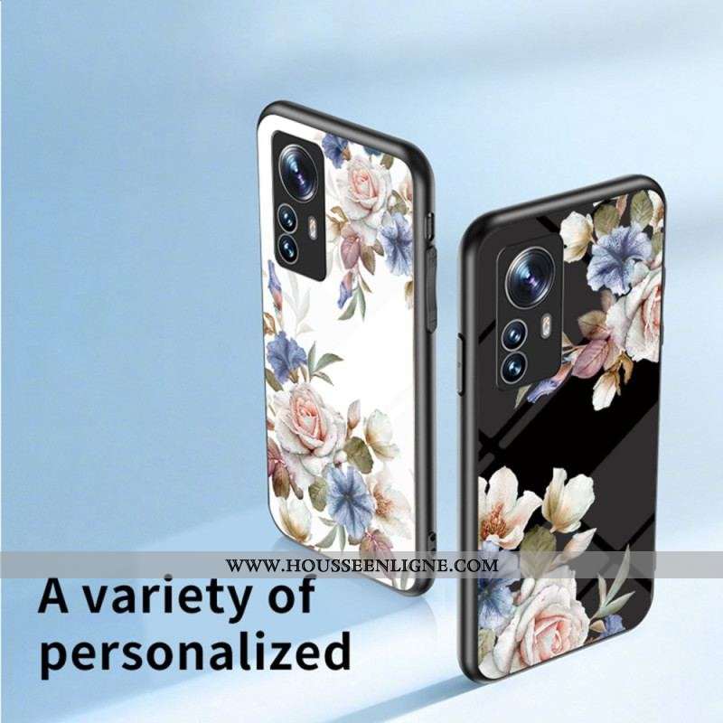 Coque Xiaomi 12 / 12X Verre Trempé avec Anneau Fleurs