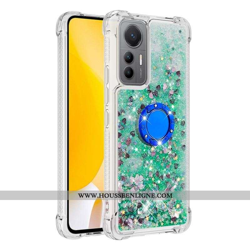 Coque Xiaomi 12 Lite Paillettes Colorées Anneau-Support