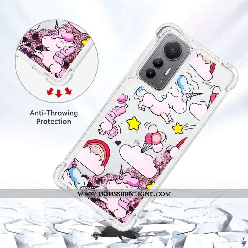 Coque Xiaomi 12 Lite Paillettes Licornes