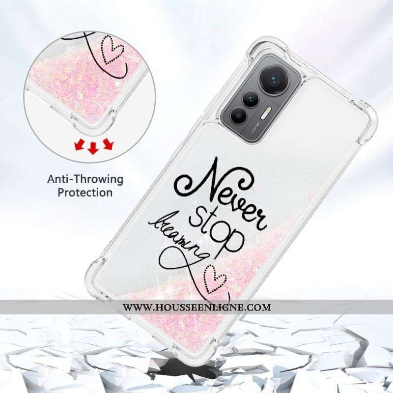 Coque Xiaomi 12 Lite Paillettes Never Stop Dreaming