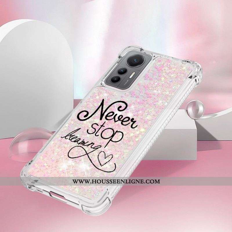 Coque Xiaomi 12 Lite Paillettes Never Stop Dreaming