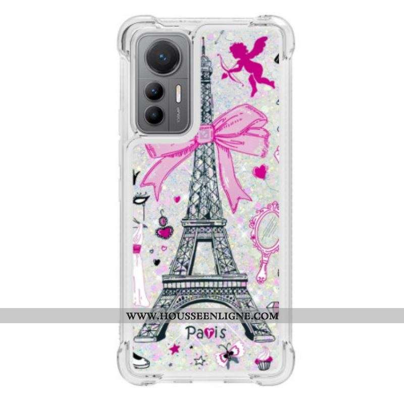 Coque Xiaomi 12 Lite Paillettes Tour Eiffel