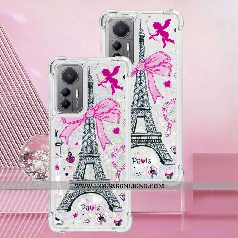 Coque Xiaomi 12 Lite Paillettes Tour Eiffel