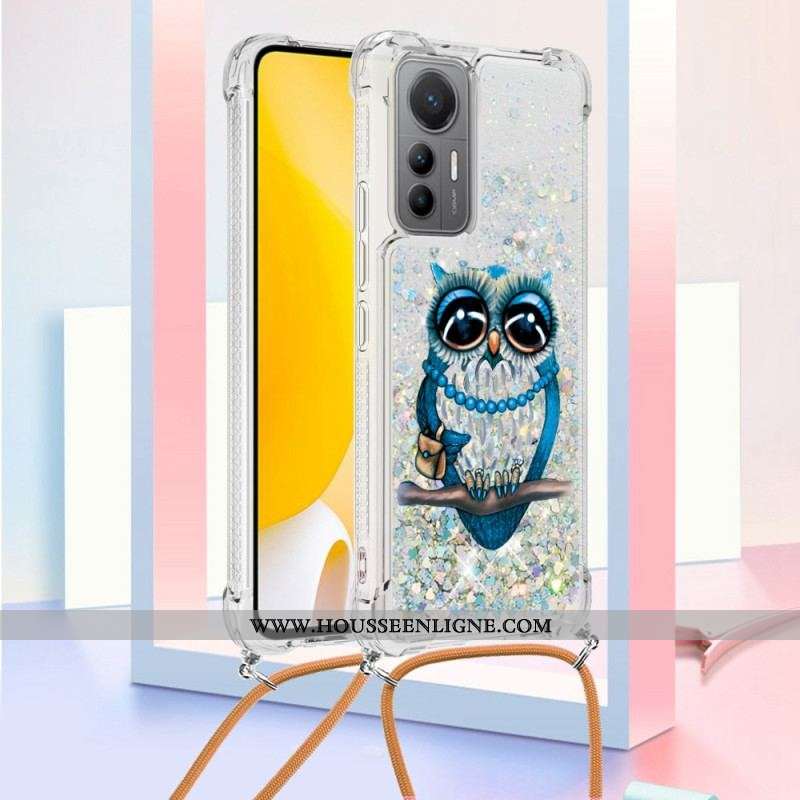 Coque Xiaomi 12 Lite à Cordon Paillettes Mrs Hibou