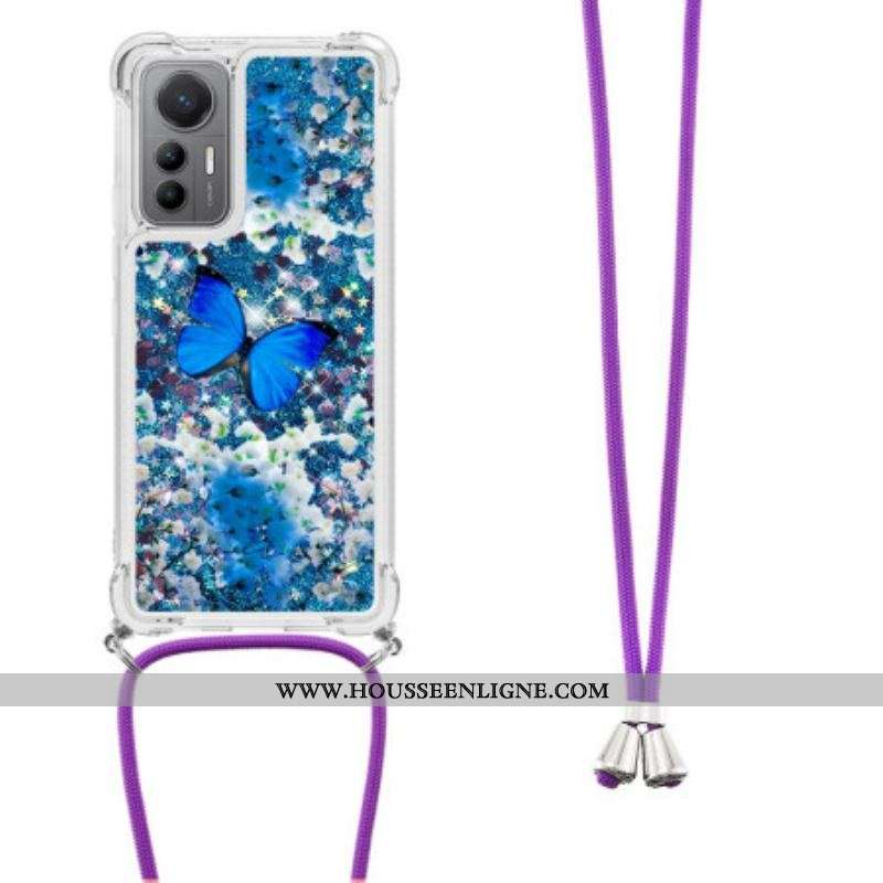 Coque Xiaomi 12 Lite à Cordon Paillettes Papillons