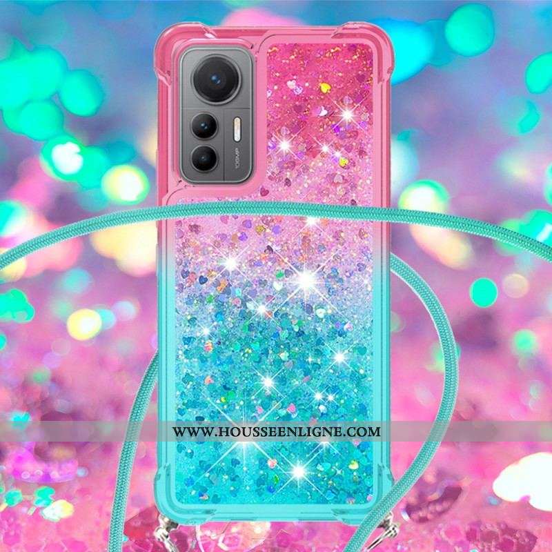 Coque Xiaomi 12 Lite à Cordon Silicone Paillettes