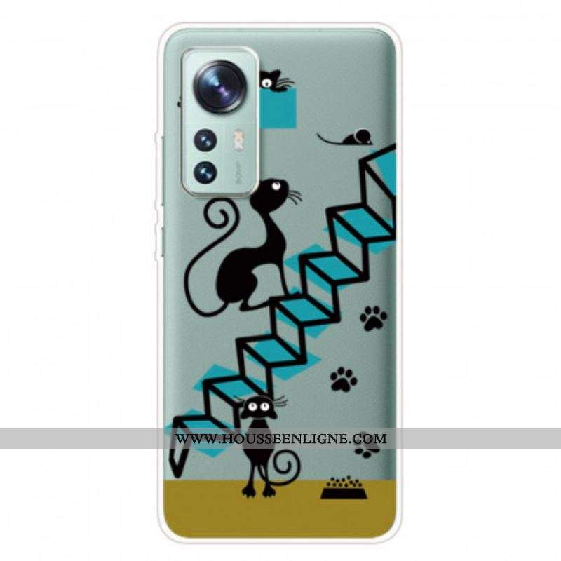 Coque Xiaomi 12 Pro Chats sur l'Escalier