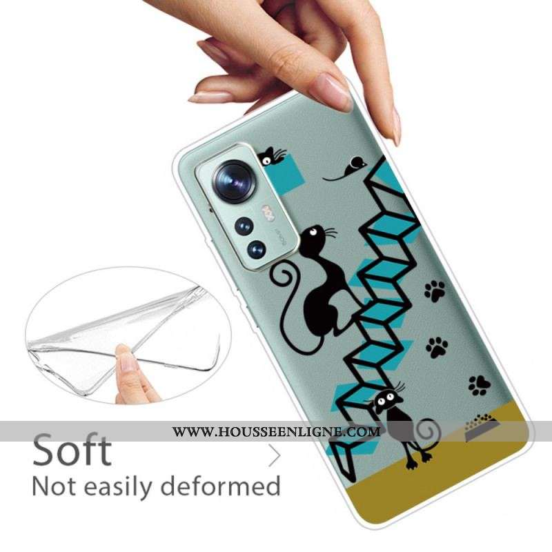 Coque Xiaomi 12 Pro Chats sur l'Escalier