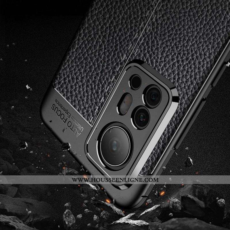 Coque Xiaomi 12 Pro Effet Cuir Litchi Double Line