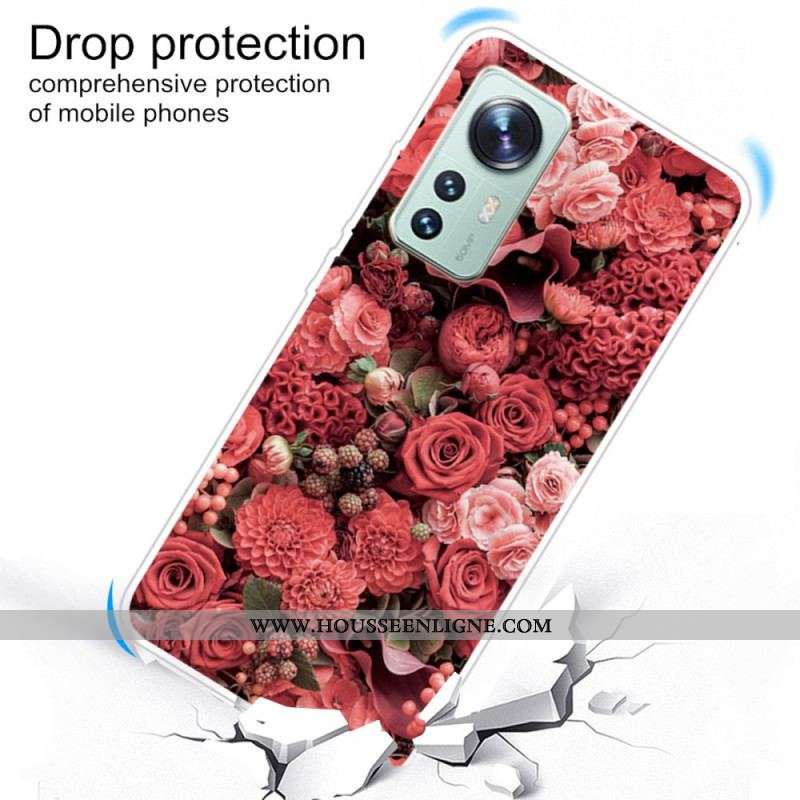 Coque Xiaomi 12 Pro Silicone Déclinaison Florale