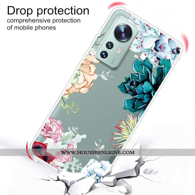 Coque Xiaomi 12 Pro Silicone Fleurs Sauvages
