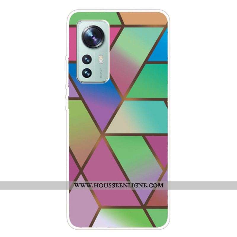 Coque Xiaomi 12 Pro Silicone Marbre Géométrie