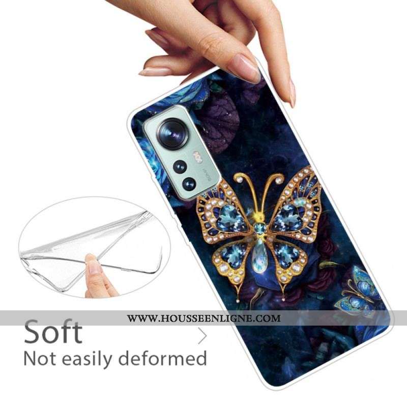 Coque Xiaomi 12 Pro Silicone Papillon Décliné