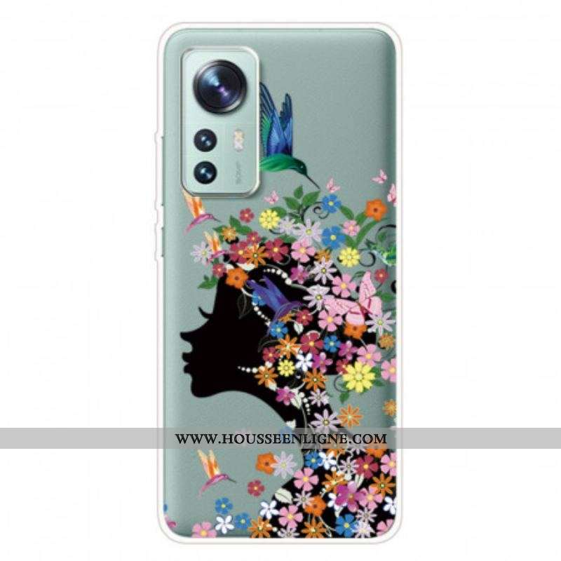 Coque Xiaomi 12 Pro Silicone Tête Fleurie