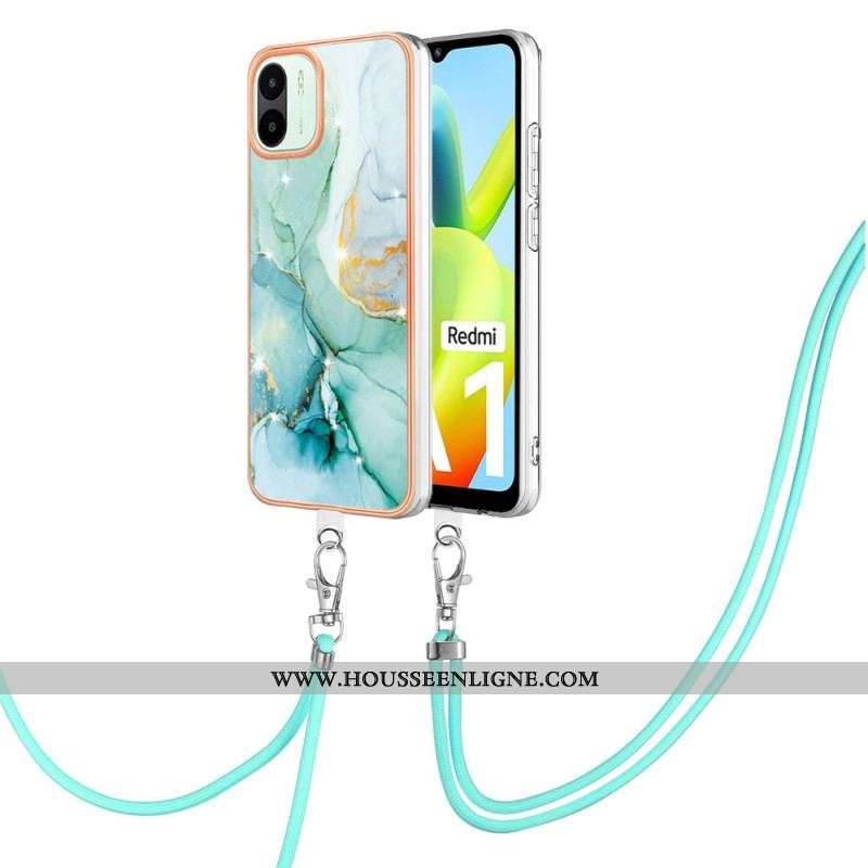 Coque Xiaomi Redmi A1 à Cordon Style Marbre