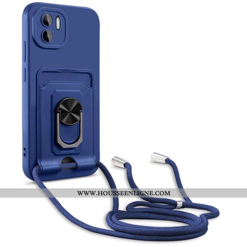 Coque Xiaomi Redmi A1 à Cordon avec Porte-Carte et Anneau-Support