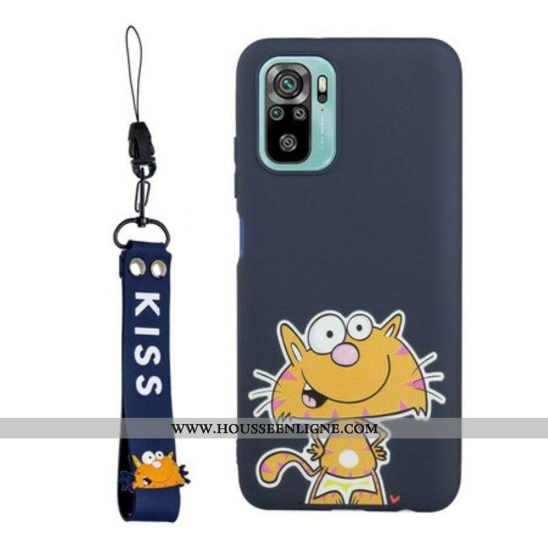 Coque Xiaomi Redmi Note 10/10S/Poco M5s Chat avec Lanière Kiss