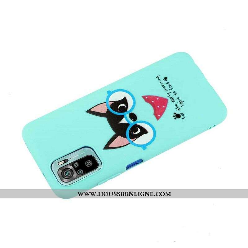 Coque Xiaomi Redmi Note 10/10S/Poco M5s Chien avec Lanière Kiss