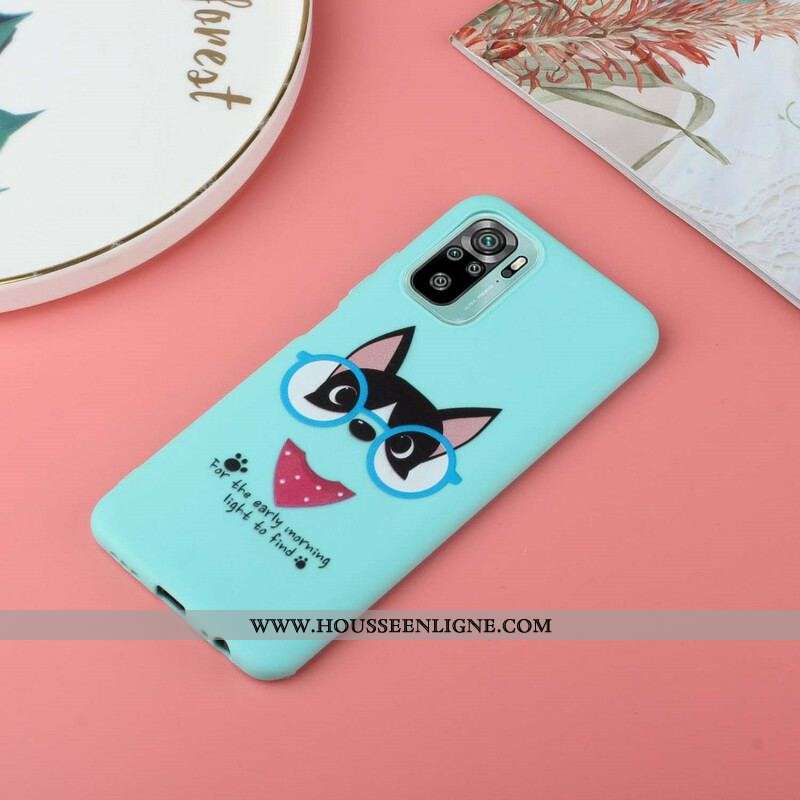 Coque Xiaomi Redmi Note 10/10S/Poco M5s Chien avec Lanière Kiss