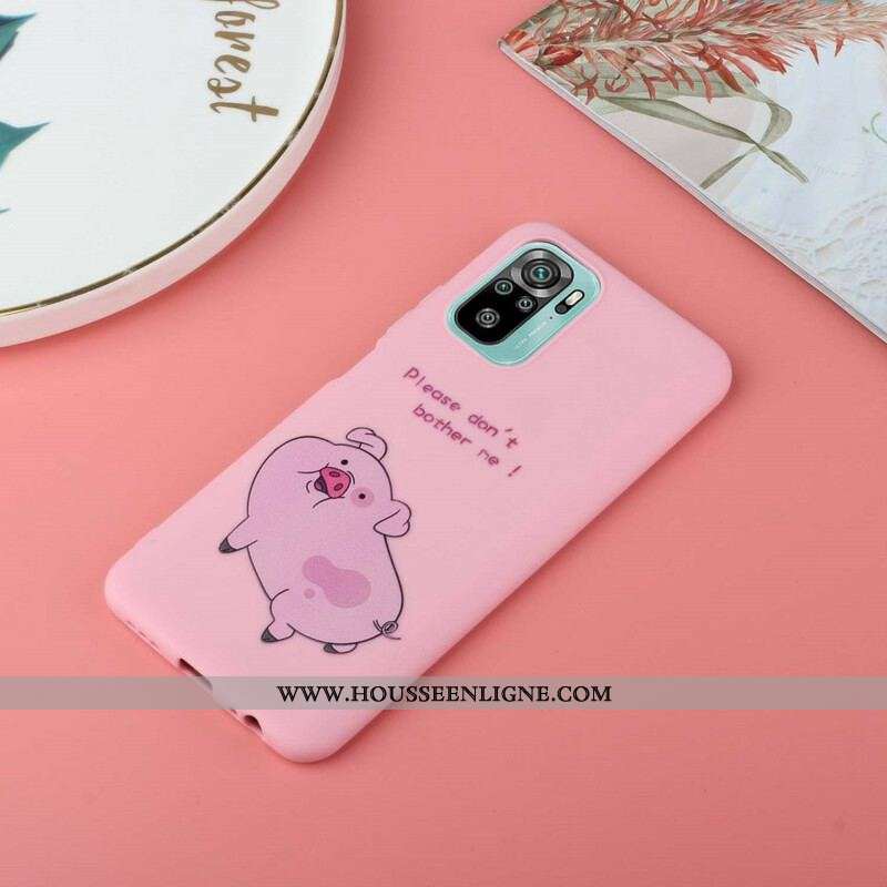 Coque Xiaomi Redmi Note 10/10S/Poco M5s Cochon avec Lanière Kiss