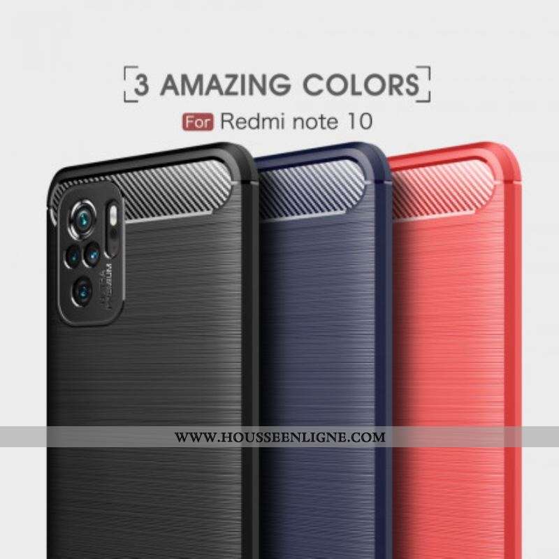 Coque Xiaomi Redmi Note 10/10S/Poco M5s Fibre Carbone Brossée