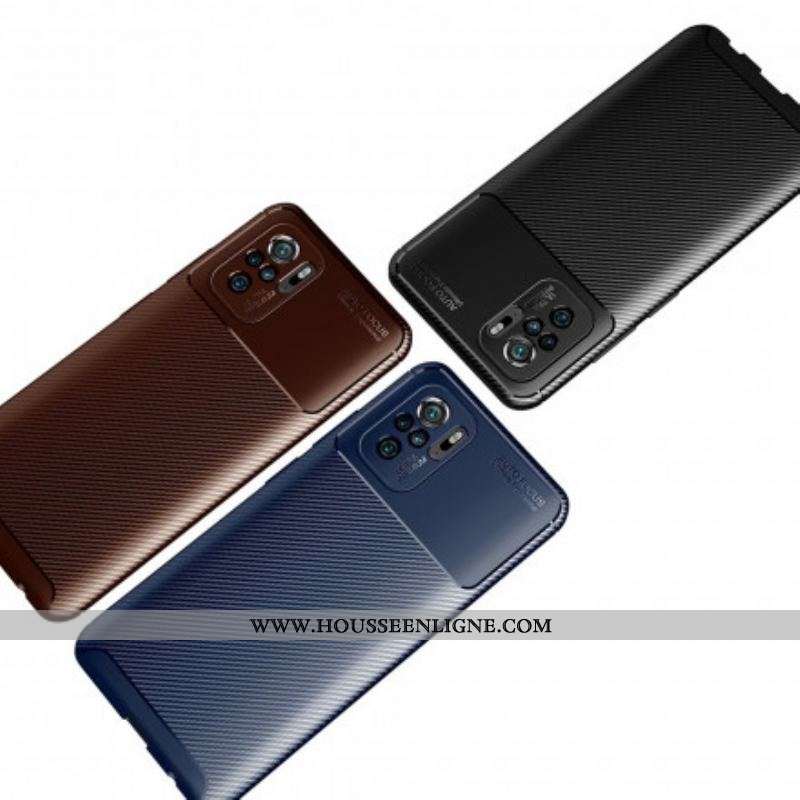 Coque Xiaomi Redmi Note 10/10S/Poco M5s Flexible Texture Fibre Carbone