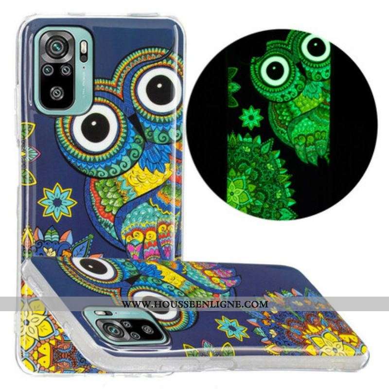 Coque Xiaomi Redmi Note 10/10S/Poco M5s Hibou Mandala Fluorescente