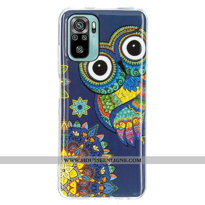 Coque Xiaomi Redmi Note 10/10S/Poco M5s Hibou Mandala Fluorescente