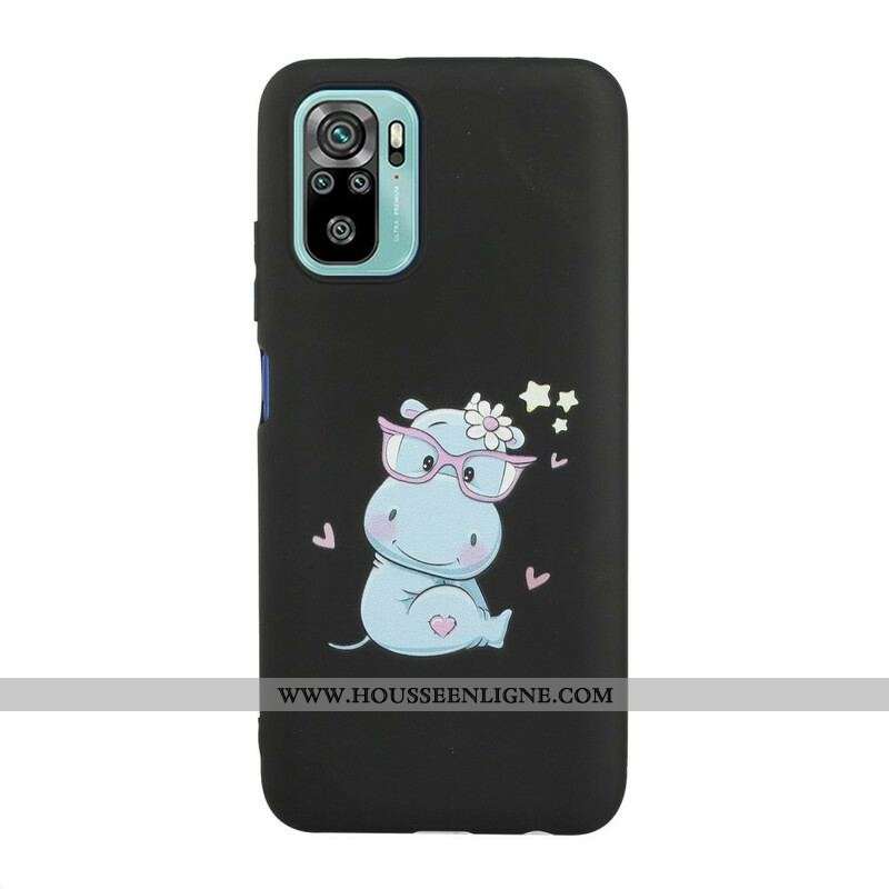 Coque Xiaomi Redmi Note 10/10S/Poco M5s Hippopotame avec Lanière Kiss