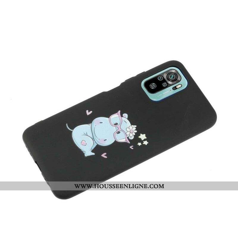 Coque Xiaomi Redmi Note 10/10S/Poco M5s Hippopotame avec Lanière Kiss