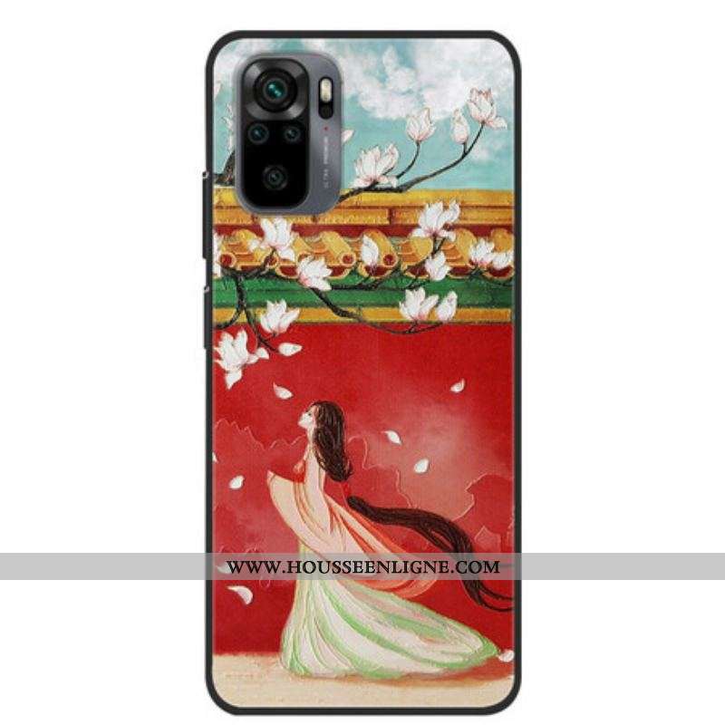 Coque Xiaomi Redmi Note 10/10S/Poco M5s La Femme à Fleurs Asiatiques