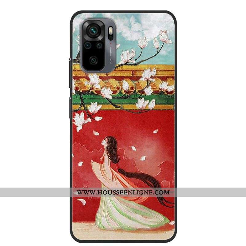 Coque Xiaomi Redmi Note 10/10S/Poco M5s La Femme à Fleurs Asiatiques
