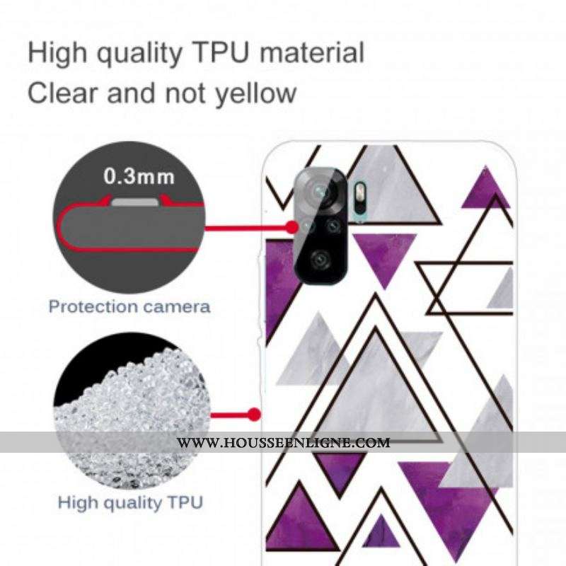 Coque Xiaomi Redmi Note 10/10S/Poco M5s Marbre Triangles