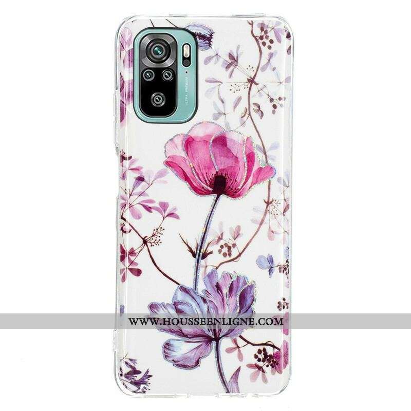 Coque Xiaomi Redmi Note 10/10S/Poco M5s Marbrée Fleurs