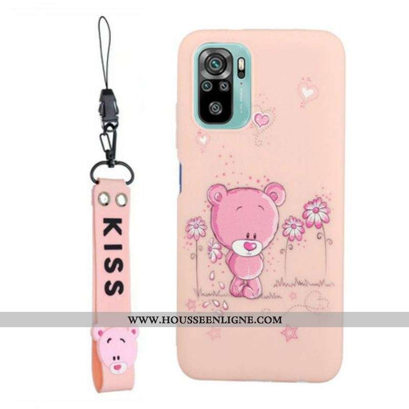 Coque Xiaomi Redmi Note 10/10S/Poco M5s Ourson avec Lanière