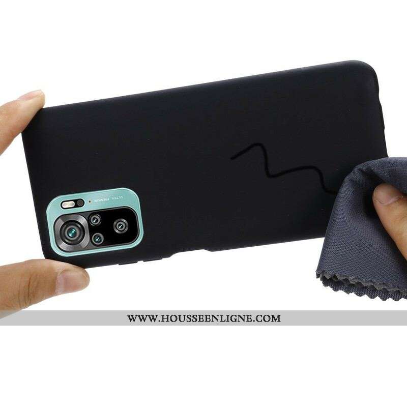 Coque Xiaomi Redmi Note 10/10S/Poco M5s Silicone Liquide Avec Lanière
