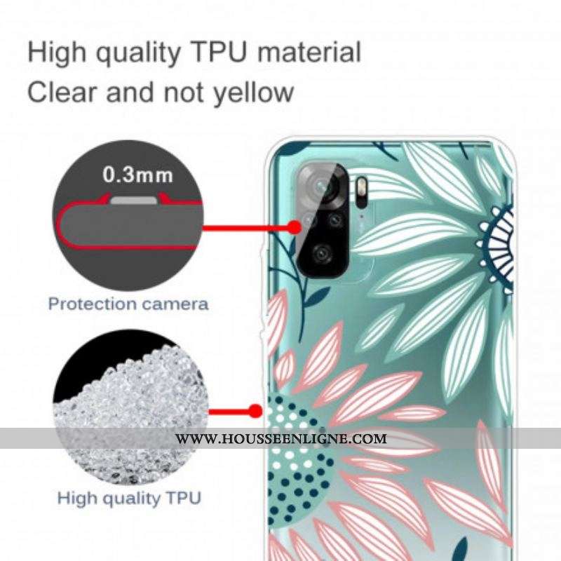 Coque Xiaomi Redmi Note 10/10S/Poco M5s Transparente Une Fleur