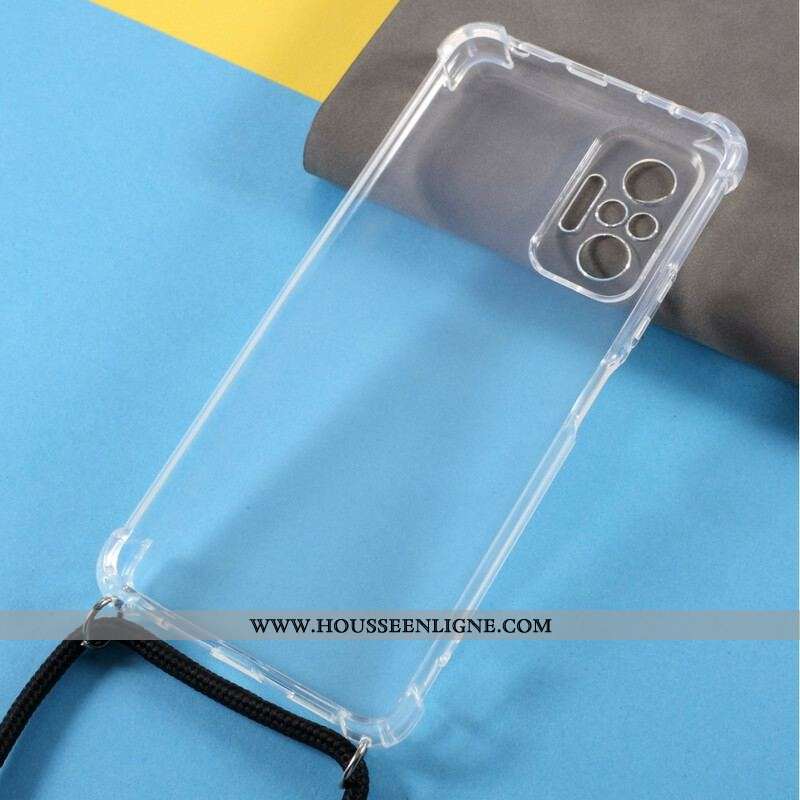 Coque Xiaomi Redmi Note 10/10S/Poco M5s Transparente avec Cordon